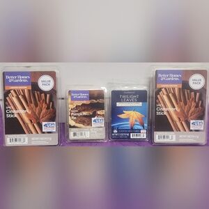 4 Better Homes & Garden Spicy Cinnamon, Pumpkin & Twilight cented Wax Melt Cubes